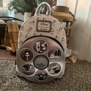 Loungefly Disney Steamboat Willie Backpack - Silver and Black